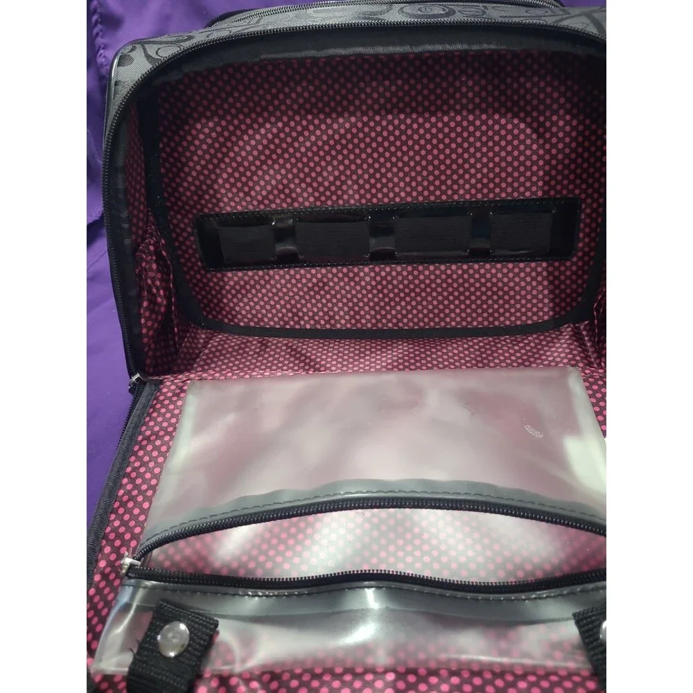 Caboodles Travel Train Case Makeup Organizer Black Cosmetic Bag